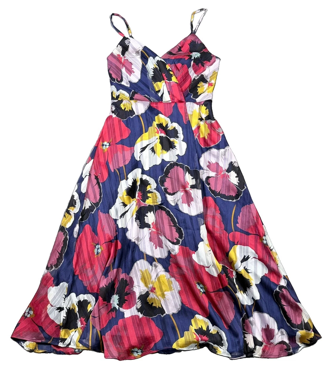 all about love royal blue floral print midi dress NWOT All About Love Royal Blue Floral Print Midi Dress XS