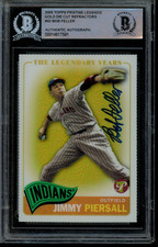 2005 Topps Pristine Piersall Bob Feller Error #32 Gold Refractor AUTO /65 BGS