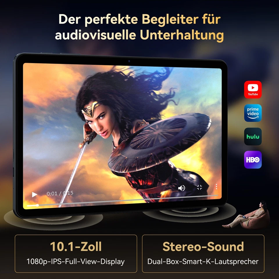 TABWEE T80 WiFi Tablet 10.1 Zoll Andriod 15 18GB+128GB/2TB 6000mAh Gemini AI GPS - Bild 4 von 4