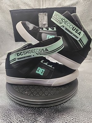 DC Shoes Pure High Top EV Youth Size 5Y 6.5W Black Mint Skate Sneakers Kids Used