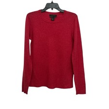 Tahari Pure Luxe 100 Cashmere Sweater Size Medium Red Crew Neck Classic