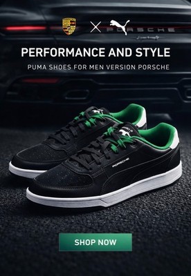 Puma Porsche Legacy Caven 2.0 Black Green Sneakers Size 8.5 Men's