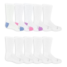 Fruit of the Loom Girl's Everyday Essential Soft Cushion Socks 7.5-9, White