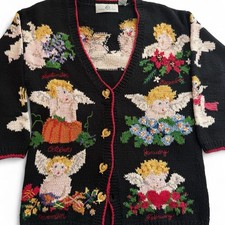vintage 90s angel cottagecore grandma cardigan sweater size small