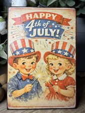 Vintage Inspired 4th Of July 4x6 Sign
