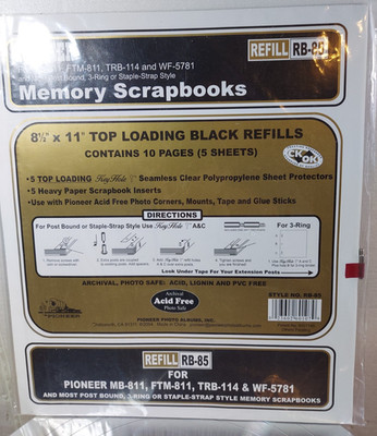 Pioneer RB-85 Memory Books Black Refill Pages Photo Albums 8.5 x 11