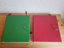 💖2x 12er Kassettenbox Vintage Aufbewahrung grün rot Kunstleder💖#193