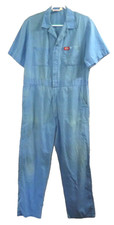 Vintage DICKIES blue lightweight zip up coveralls Men's size 42 Large 30" Inseam