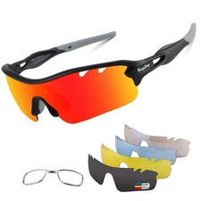 Polarized Sports Sunglasses Cycling Sun Glasses for Men Women with 5 Intercha...