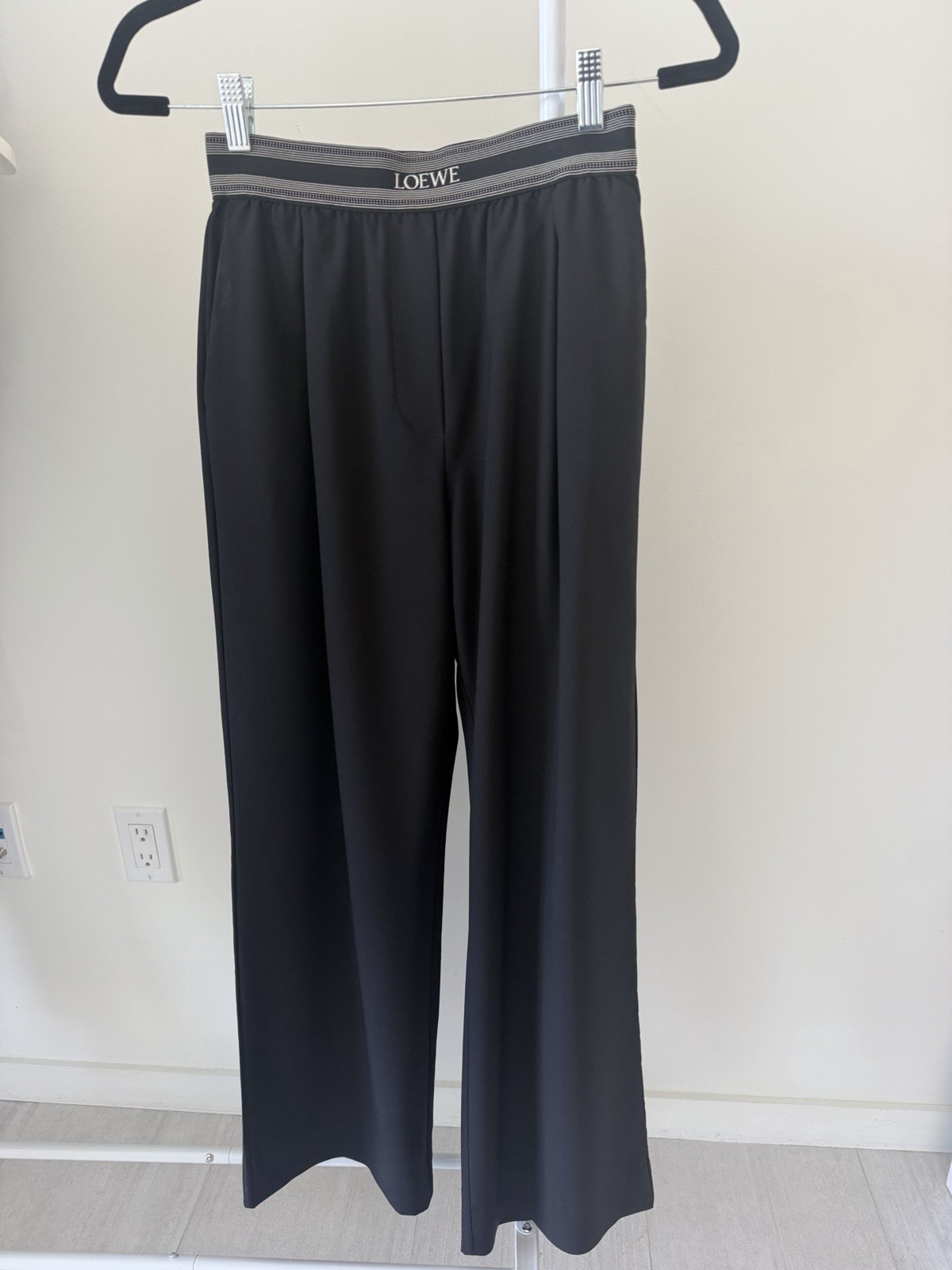 LOEWE Black Wool Logo Stretch Solid Pattern Women… - image 1