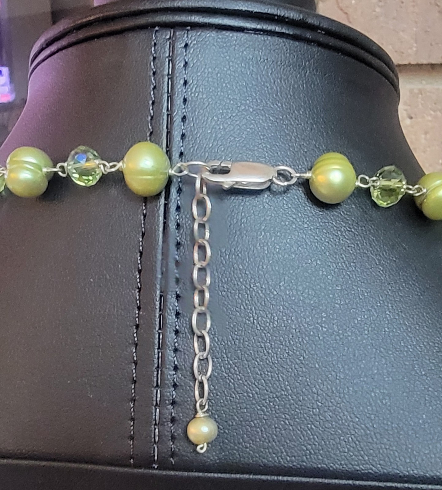 Stunning Green Statement Double Strand Necklace W… - image 2