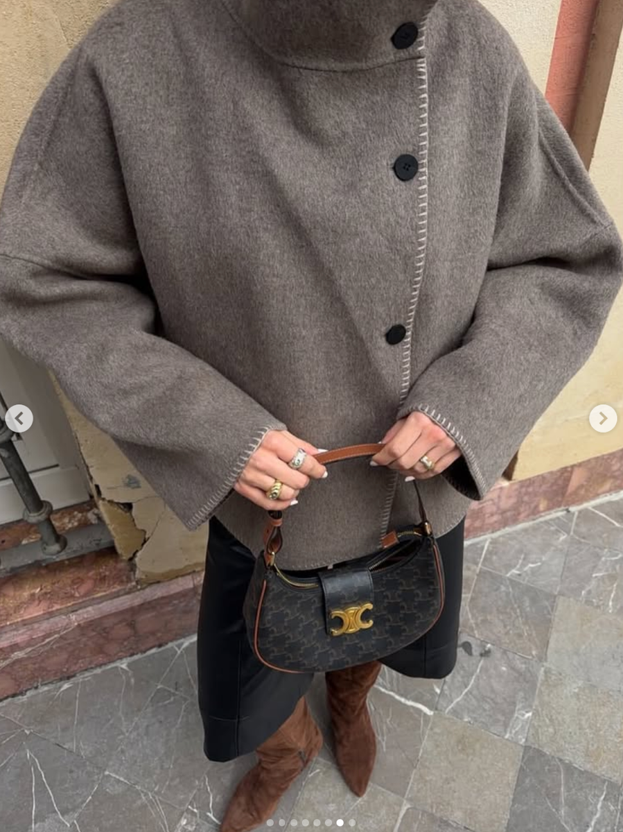ZARA NEW WOMAN WOOL BLEND TOPSTITCHED JACKET ZW COLL BROWN TAUPE