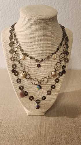 VETEMENTS Collana multifilo vintage di perle di cristallo in pietra di Liz Palacio