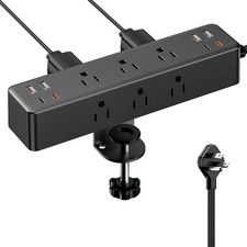Flat Plug Desk Clamp Power Strip 10FT, 40W Total Fast Charging Station, Dual ...