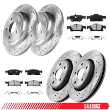 Front Rear Brake Rotors Ceramic Pads For Dodg...