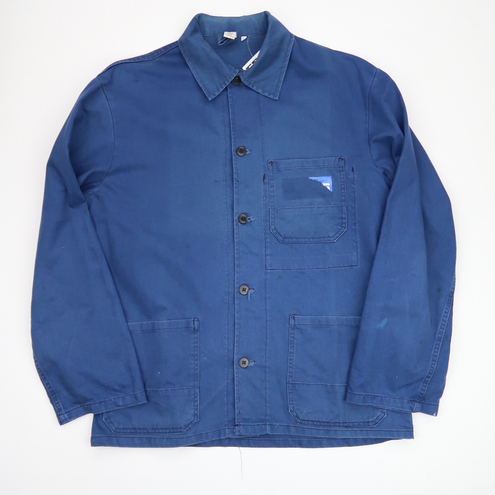 VINTAGE French EU Worker CHORE Jacket Worn Faded Size L V419