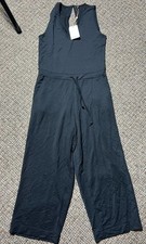 Quince Women’s Black French Terry Modal Jumpsuit sz S NWT Sleeveless V-neck