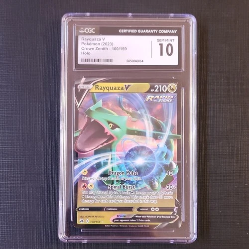 Pokémon Rayquaza V Crown Zenith 100/159 Holo Ultra Rare Basic HP210 CGC 10 Engl…