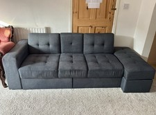 3-Seater Sofa Bed with Side Storage & Drawers grey with adjustable Backrest