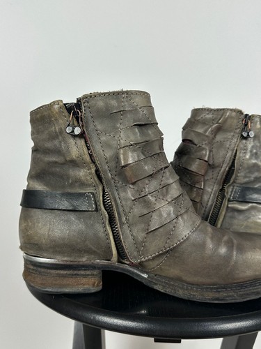 Women's A.S.98. Airstep Gray Leather Biker Ankle Buckle Strap Boots Size 41 EUR - Picture 16 of 24