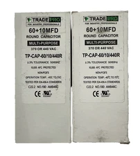 60/10 MFD 440V Round Run Capacitor TP-CAP-60/1/440R  HEAVY-DUTY 60/10/440 DENTS