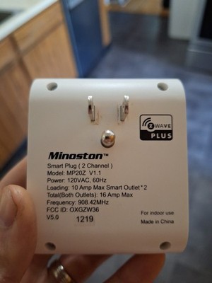 Minoston MP20Z Z-Wave 16 Amp Smart Plug Outlet, White (Requires Hub)