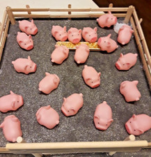 50 Pieces Mini Rubber Pigs Bulk Baby Bath Toy Pink Tiny Piggies Squeaky Decor