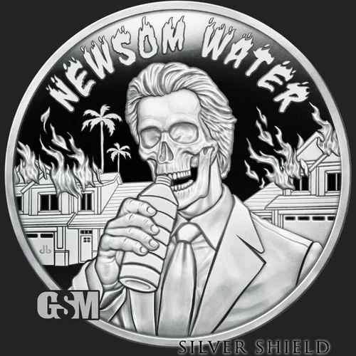 2025 1OZ NEWSCUM WATER PROOF - Silver Shield .999 "IN-HAND CALIFORNIA STUPIDITY