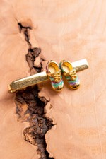 %SALE% Vintage Krawattenklammer Schuhe Sneaker Turnschuh gold Metall Rockabilly