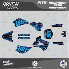 Graphics Kit for KAWASAKI KX 80 (1998-2004) Twitch Series - Cyan Purple