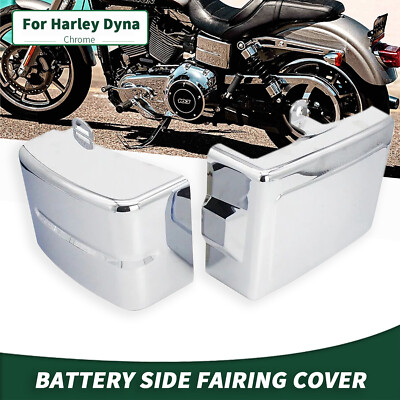 Chrome Battery Side Fairing Covers Kit For Harley Dyna FXDF FXDL FXDWG FXDB FLD