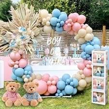 DIY Gender Reveal Party Decorations - 176pcs Pink and Blue Balloons Arch Kit,...