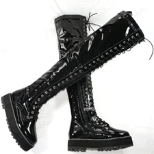 Motorcycle Military Creepers Women Patent Leather Thigh High Boots Over Knee New