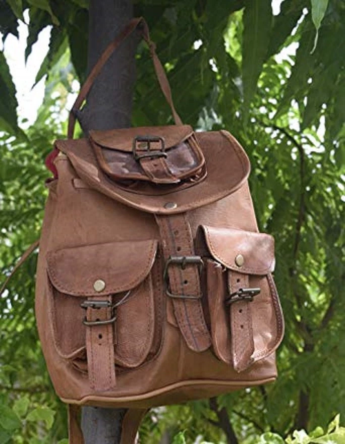 Vintage High Quality Leather Backpack Women's Travel School Book Bag Men's