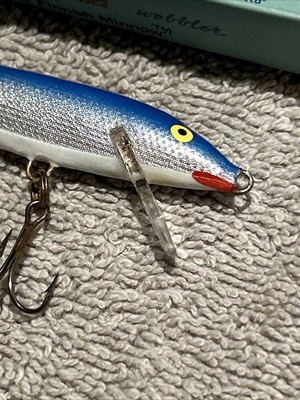 Rapala Angelköder Finnish Minnow 9BM Blue Mullet Floating Wobbler NEU Vintage