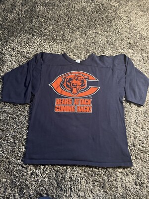 VTG Champion Chicago Bears Attack Coming Back! 3/4 Sleeve Blue Shirt USA EUC HTF