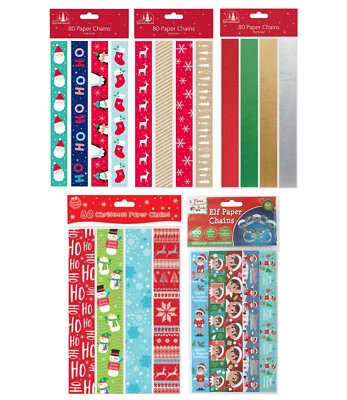 TALLON/PMS 160 / 200 pcs Christmas Foil Paper Chains Printed Self Adhesive Xmas Party Decor