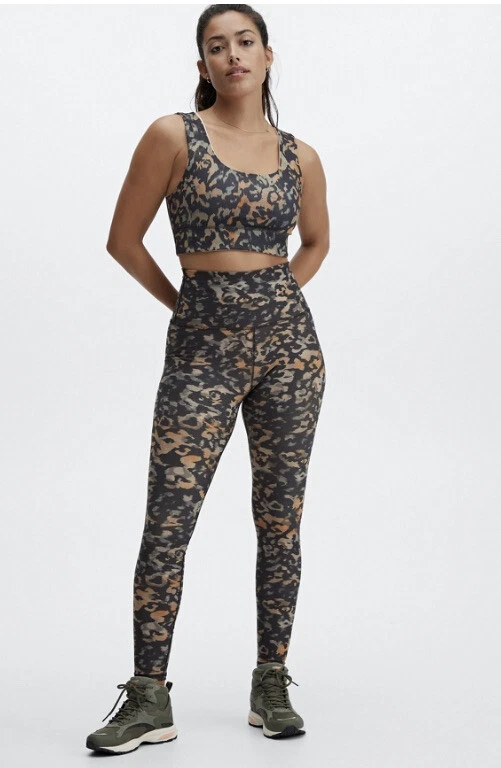 NWT Fabletics Set Wild Camo Powerhold Leggings (M) Cut Out Back Crop Top  (S)