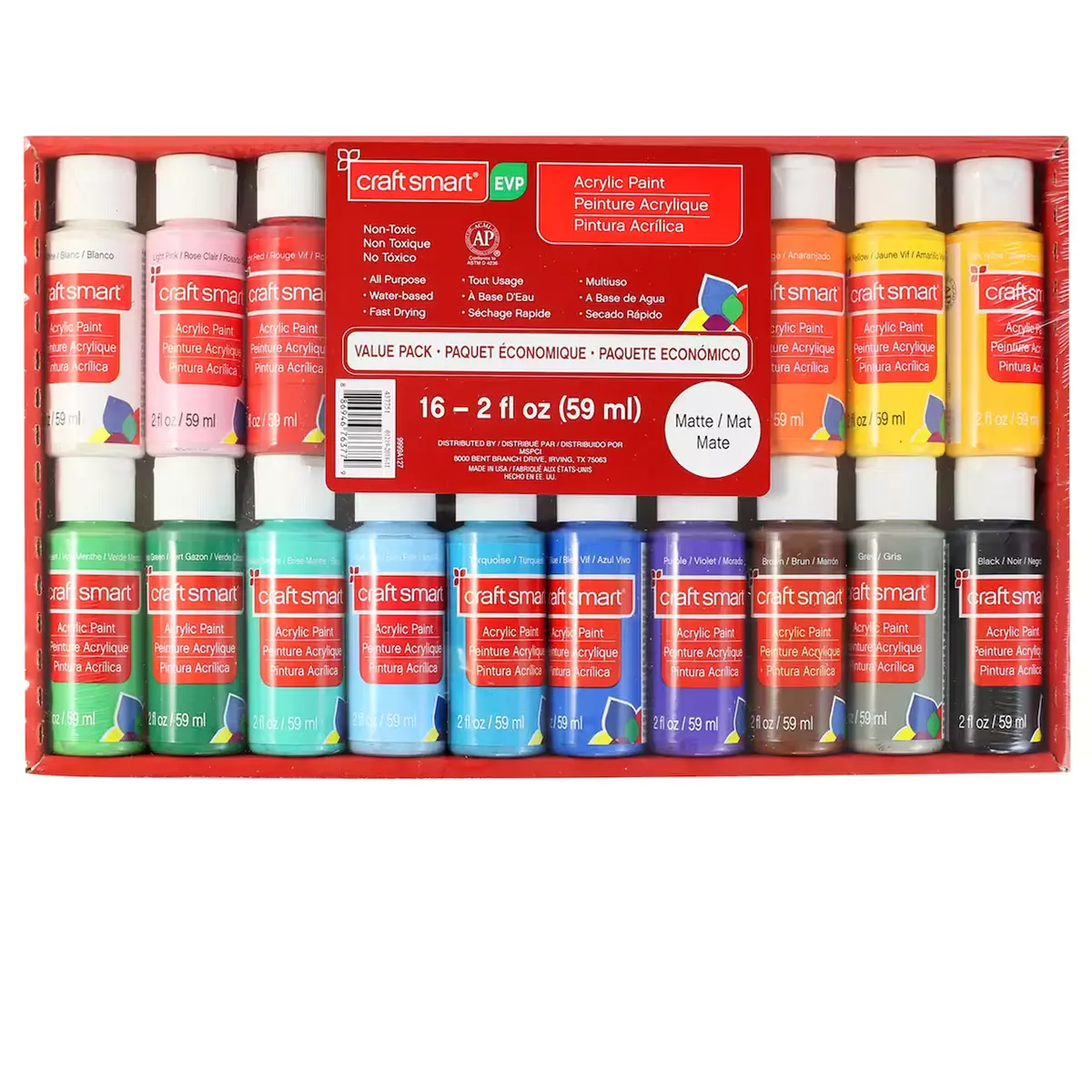 Craft Smart Matte Acrylic Paint Set Value Pack 16 Colors