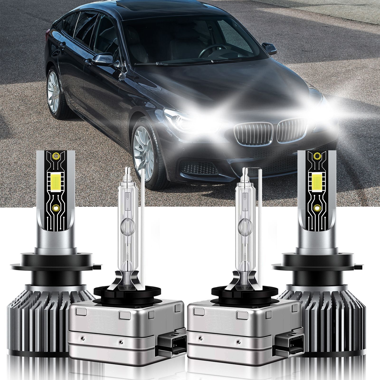 H7+D1S Combo LED HID Headlight Hi Low Bulb For BMW 535i GT xDrive 2011-2011