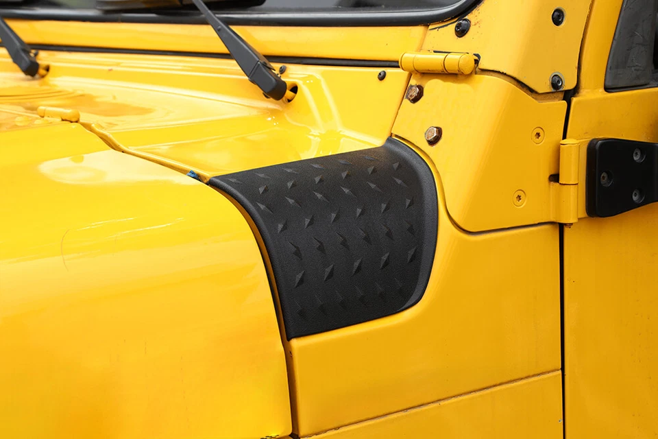 Cubierta de capucha negra carrocería blindaje protectores de esquina aptos para Jeep Wrangler TJ 1997-2007 1 par Foto 3 de 4