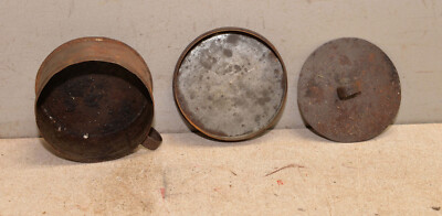 PA coal mine tin candle holder & snuff cover collectible primitive mining tool