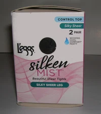 Leggs 2 Pair Silky Sheer Pantyhose 20 DEN Control Top Wicking Cool Comfort