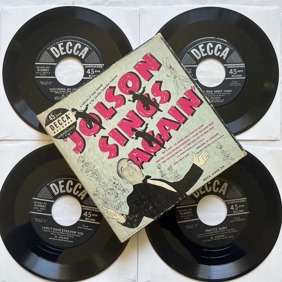 JOLSON SINGS AGAIN - Vintage 1950's 7" Vinyl 45rpm BOX SET VG Decca 9-4 - Image 2 of 4