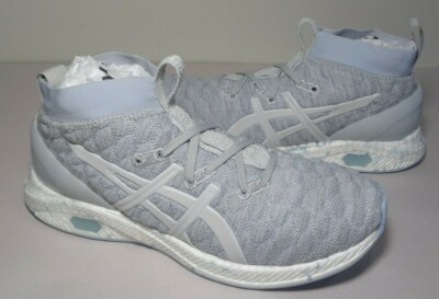 Asics Size 10 HYPERGEL KAN Glacier Grey Knit Running Sneakers New Womens Shoes 