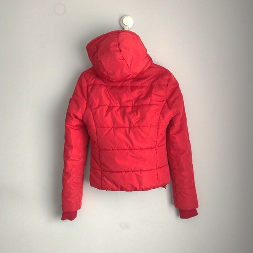 Red Hooded Sports Puffer Jacket Size 