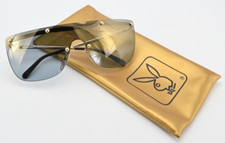 PLAYBOY Sunglasses 4674 40 Vintage 80s Unisex Shield Mirrored Rimless Gold