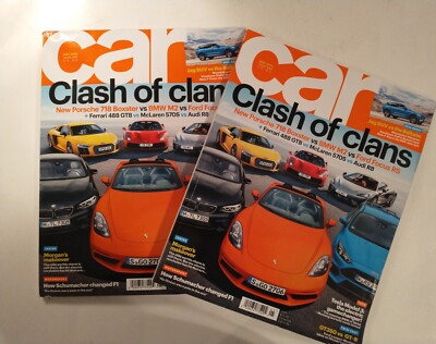Car Magazine - Clash Of The Clans Ferrari McLaren Audi - UK May 2016 - Lot Of 2