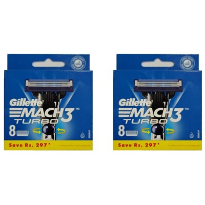 Gillette Mach3 Turbo Mens Razor Blade Refills , 16 Cartridges
