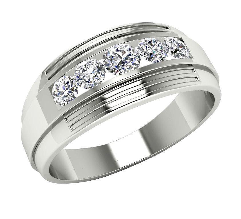 Channel Set Men's Wedding Ring Band SI1 G 1.00Ct Genuine Diamond